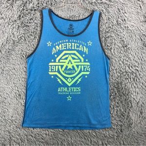 American Fighter Tank Top Mens 3XL Spellout Logo Shirt Blue